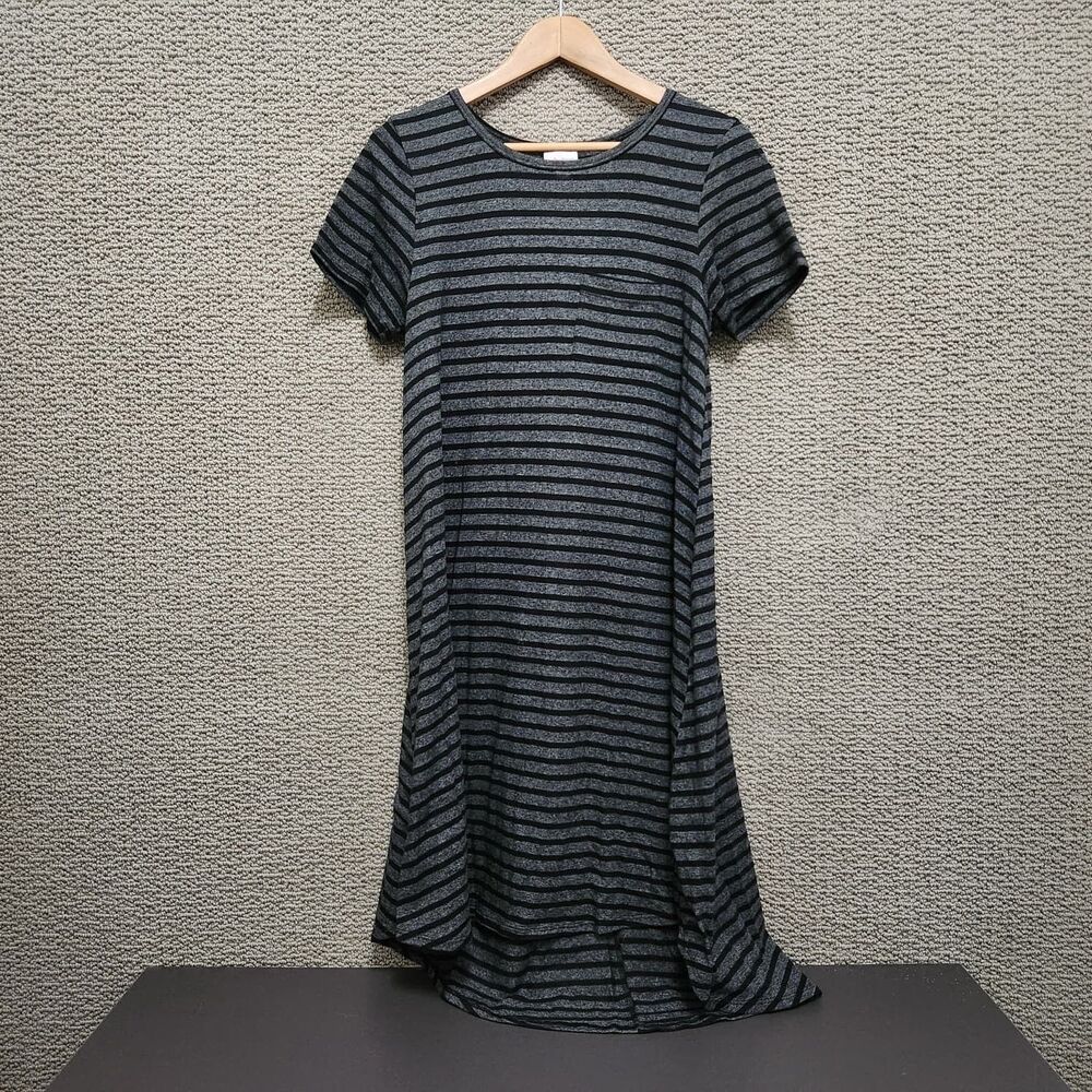 LULAROE Women's Gray Black Striped Swing Dress XS